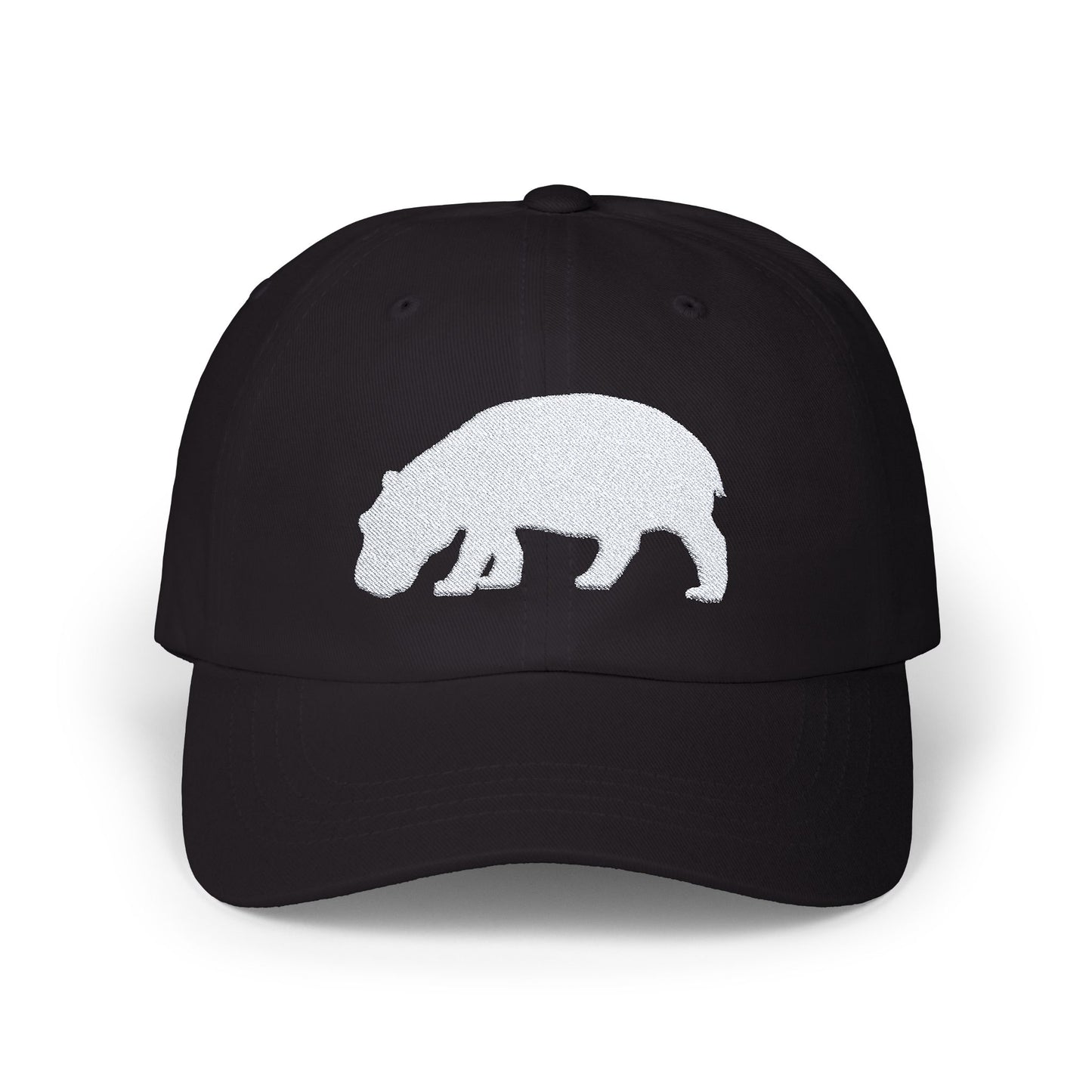 Classic Embroidered Dad Cap (White Hippo)