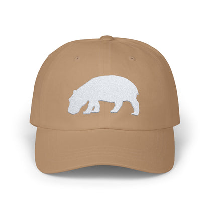 Classic Embroidered Dad Cap (White Hippo)