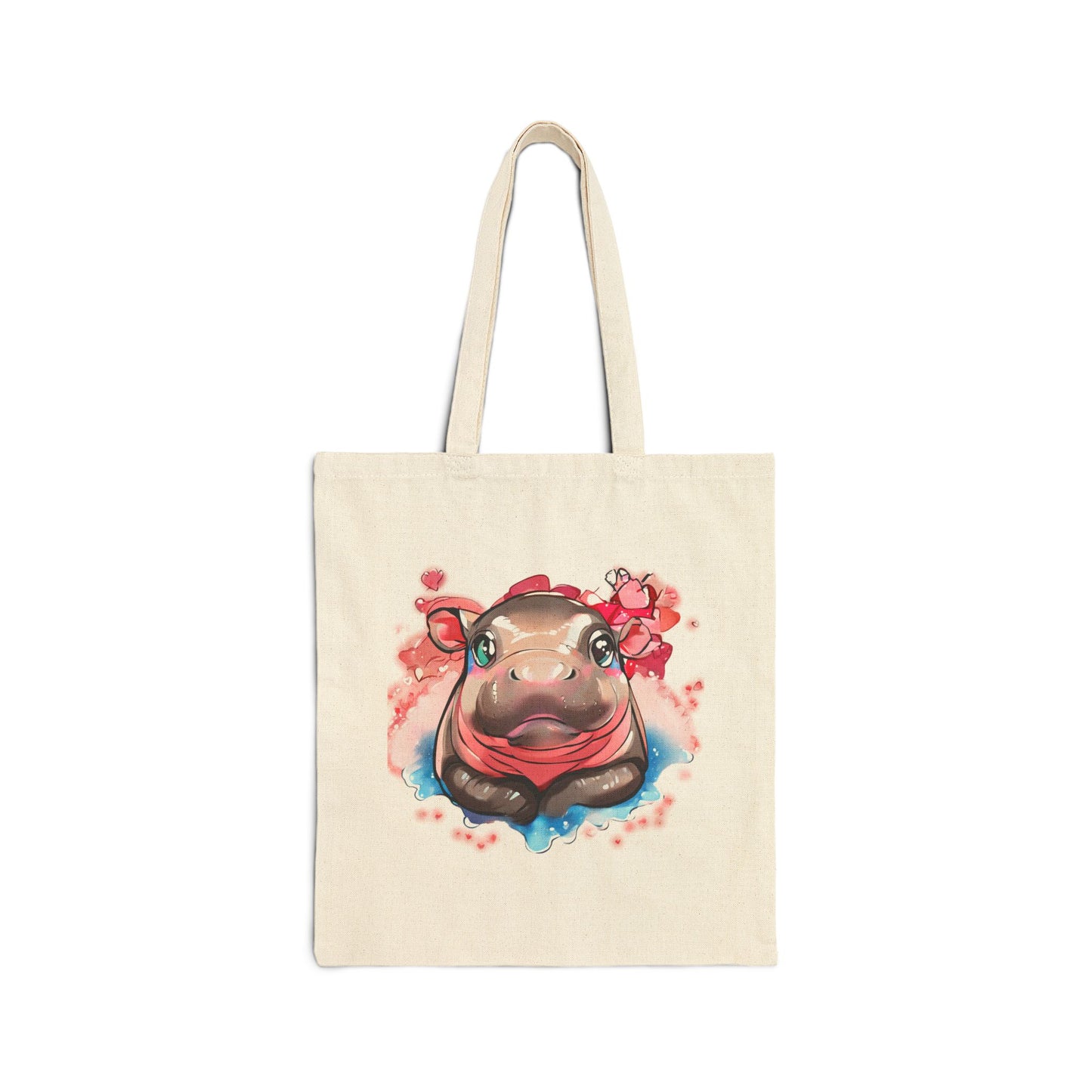 'Hippo Heart' Cotton Canvas Tote Bag