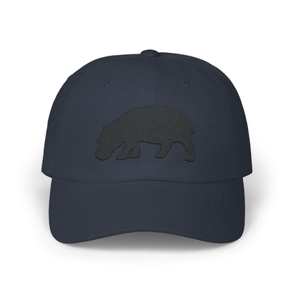 Classic Embroidered Dad Cap (Black Hippo)