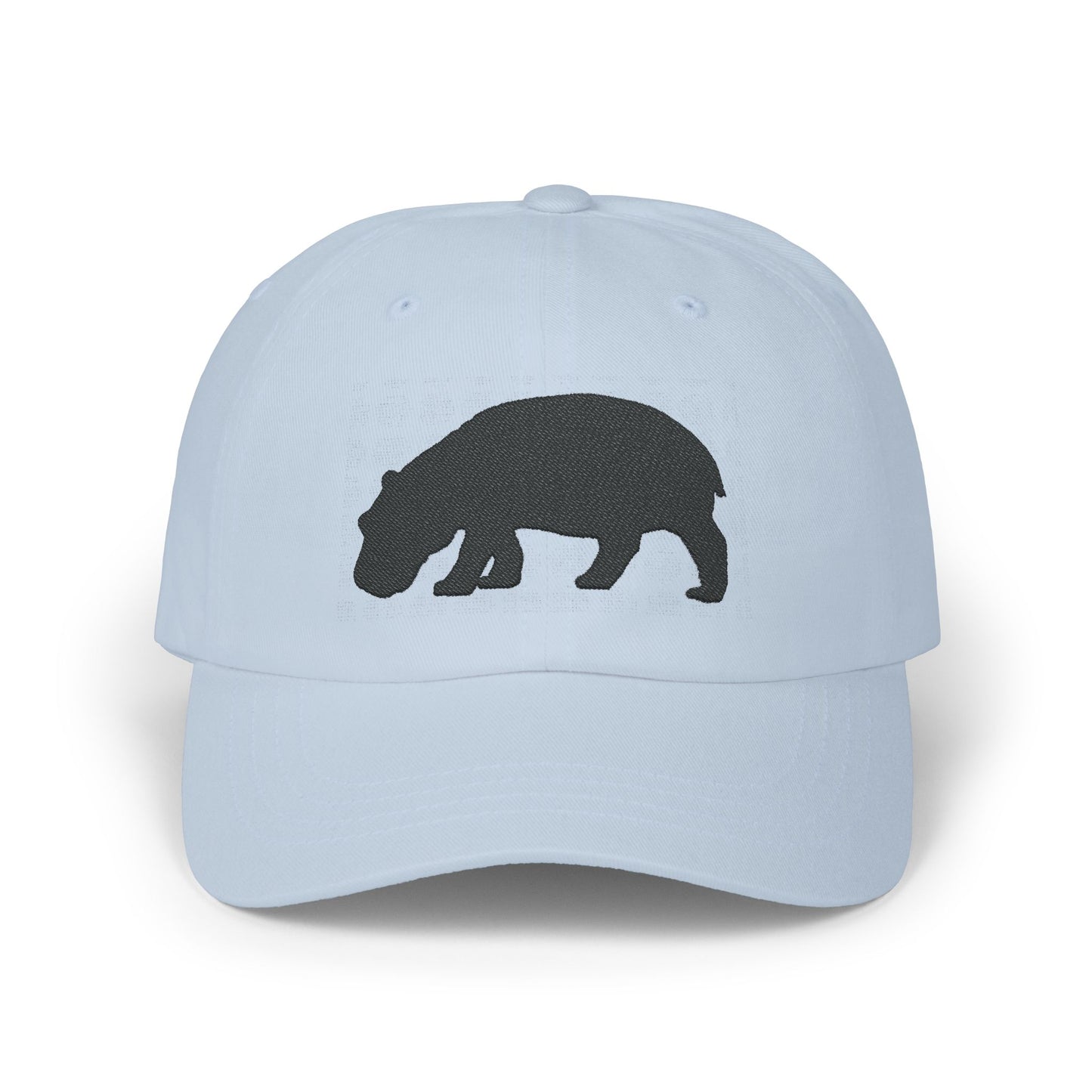 Classic Embroidered Dad Cap (Black Hippo)