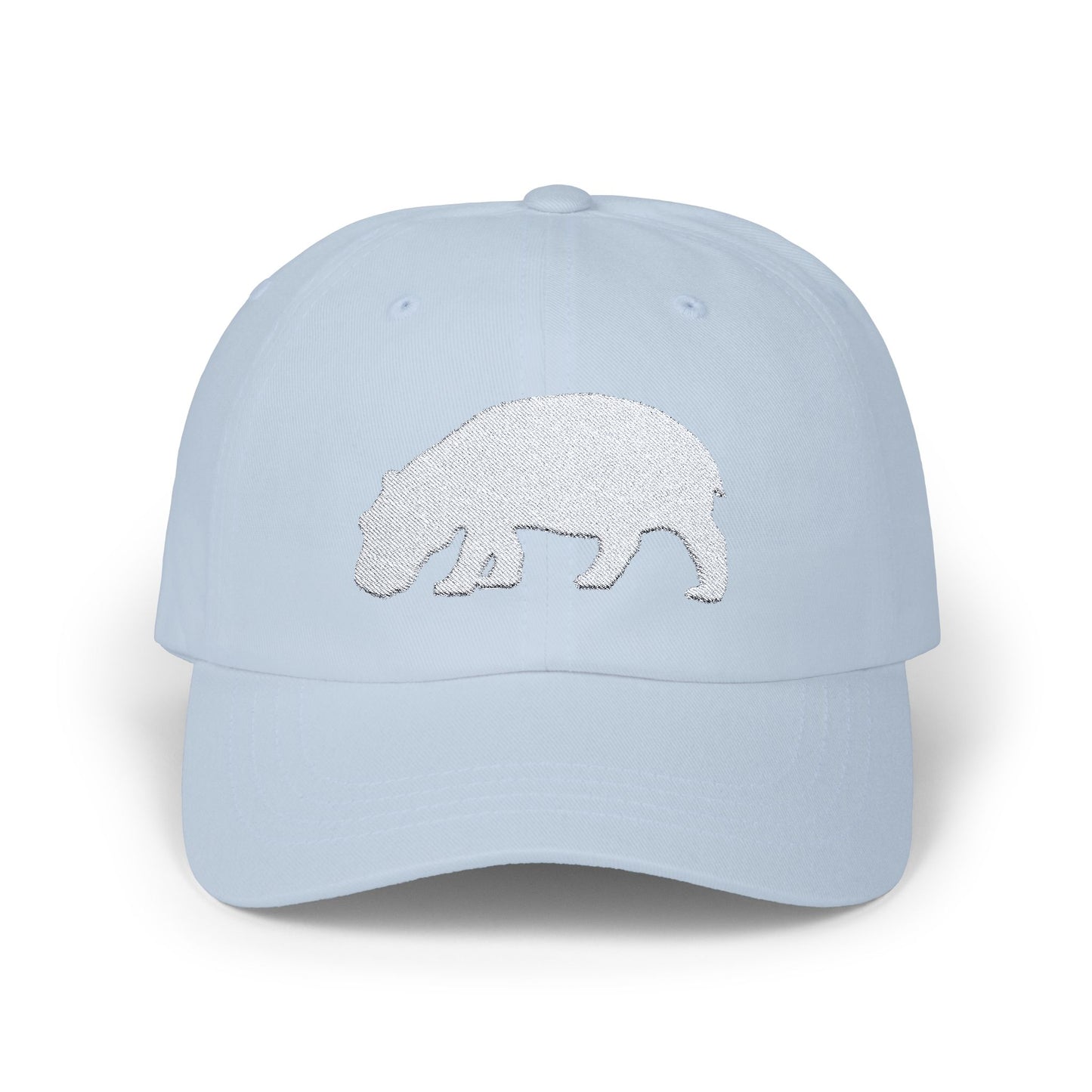 Classic Embroidered Dad Cap (White Hippo)