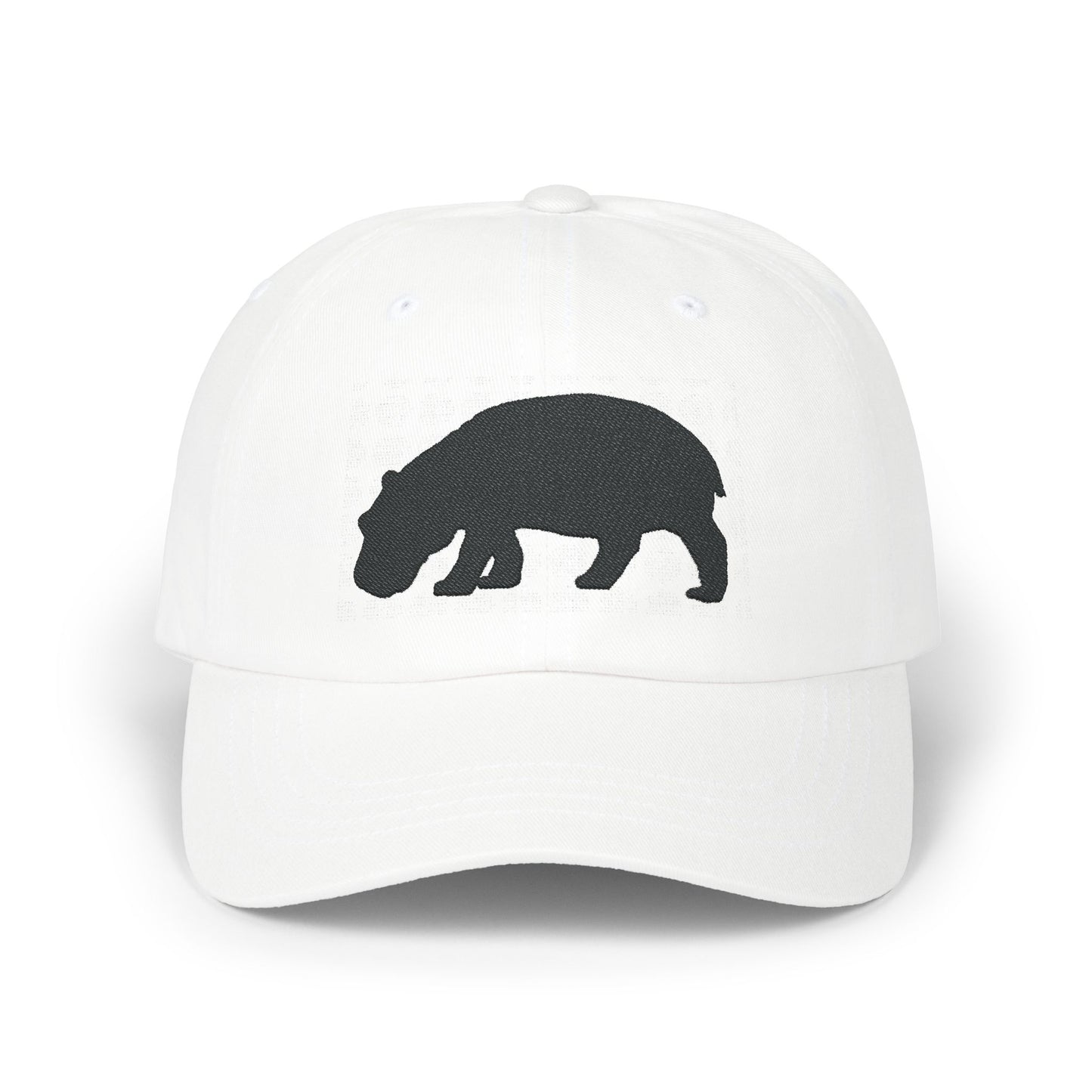 Classic Embroidered Dad Cap (Black Hippo)