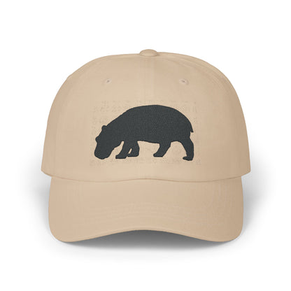 Classic Embroidered Dad Cap (Black Hippo)