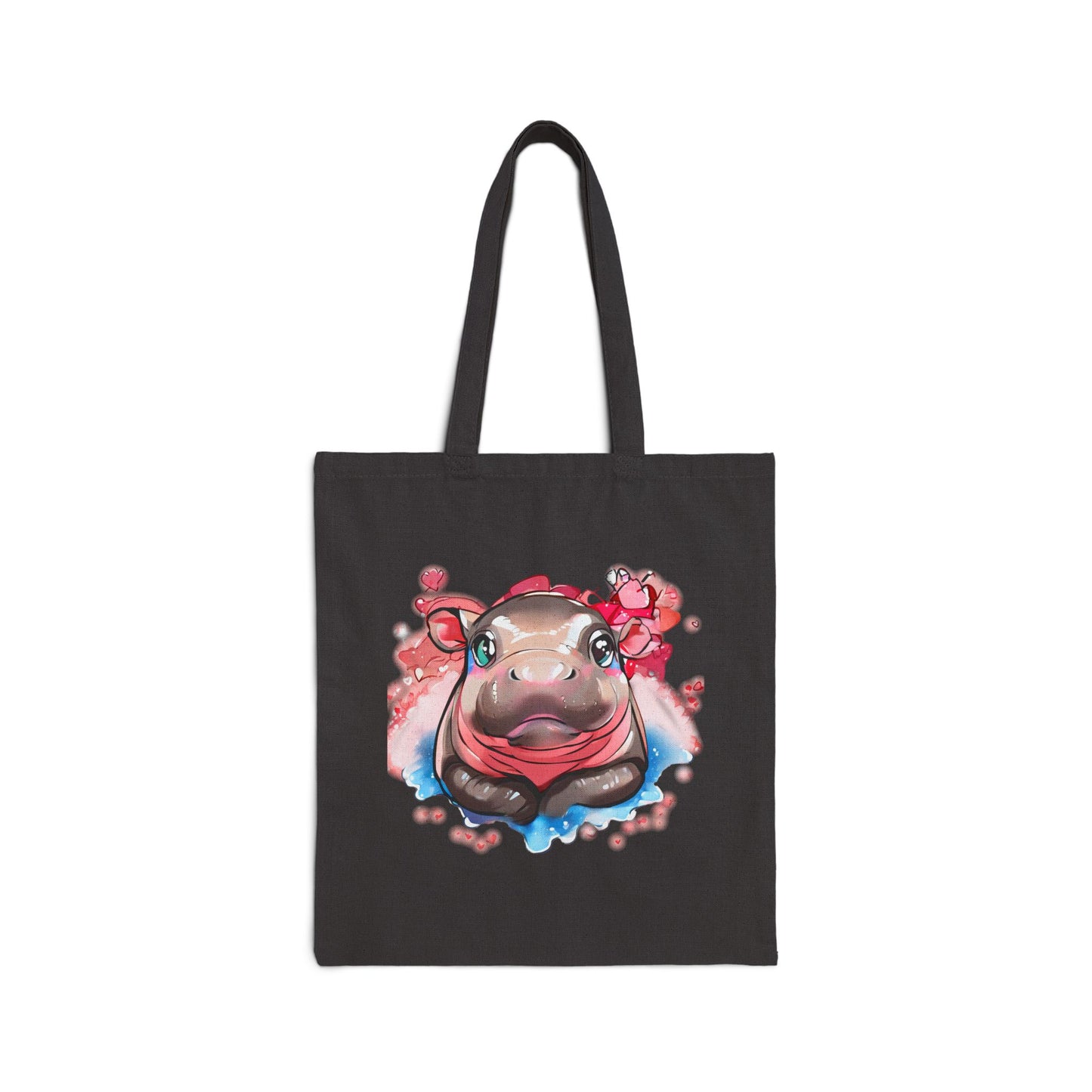 'Hippo Heart' Cotton Canvas Tote Bag