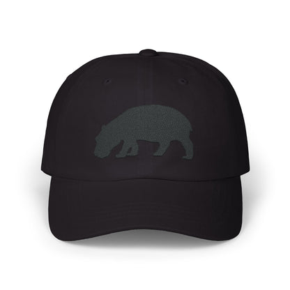 Classic Embroidered Dad Cap (Black Hippo)