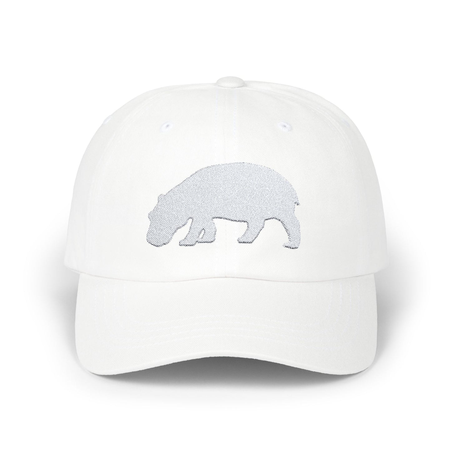 Classic Embroidered Dad Cap (White Hippo)