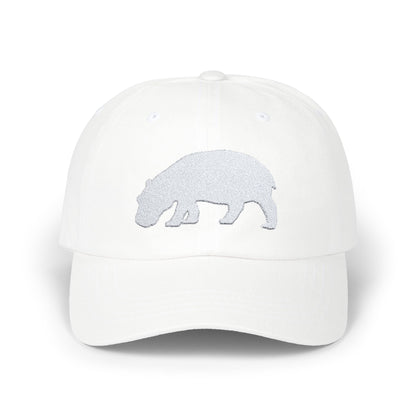 Classic Embroidered Dad Cap (White Hippo)