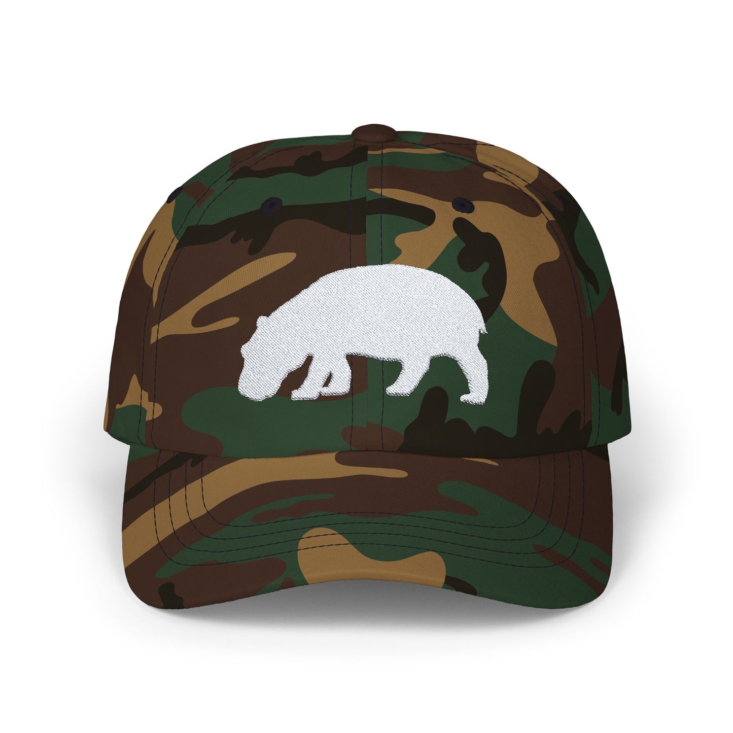 Classic Embroidered Dad Cap (White Hippo)