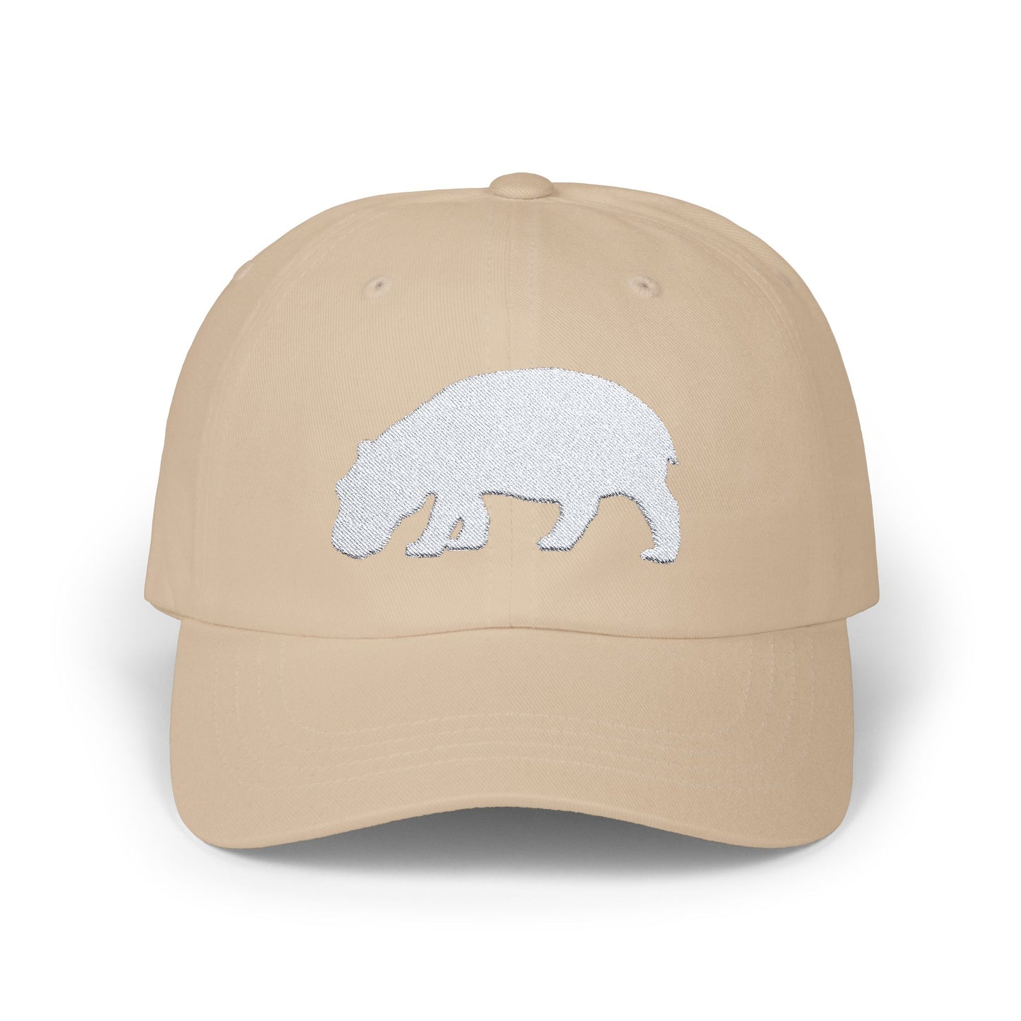 Classic Embroidered Dad Cap (White Hippo)